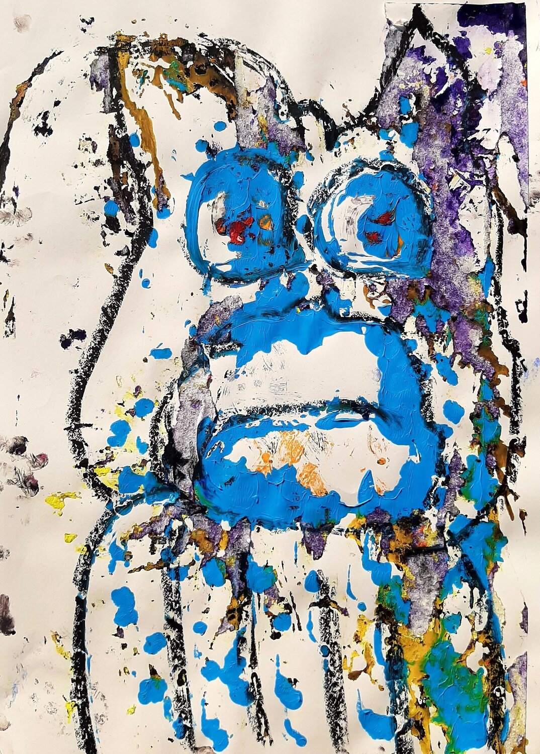 Wächter in Blau guckt verdutzt Kaweh Agah Original painting for sale