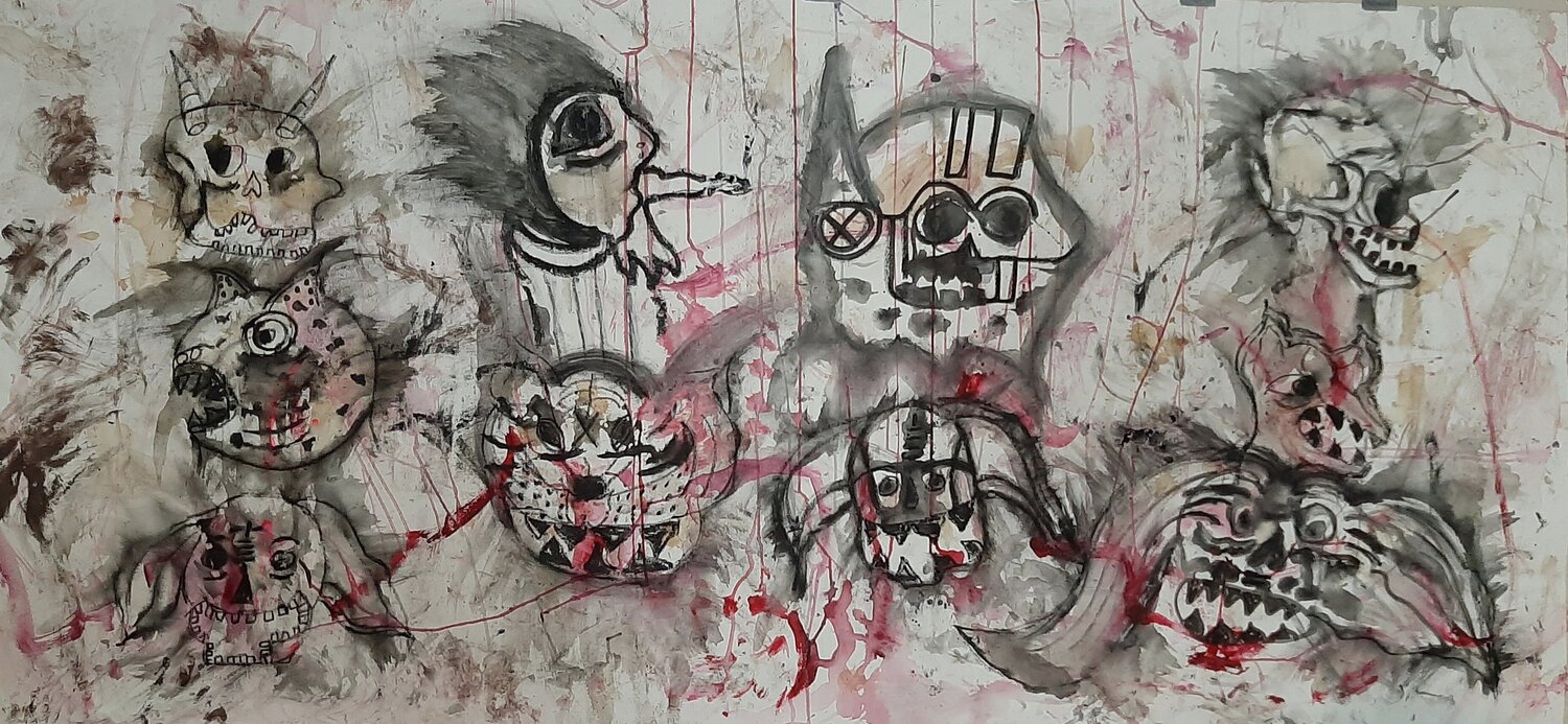 Black Head Avengers Kaweh Agah Original painting for sale