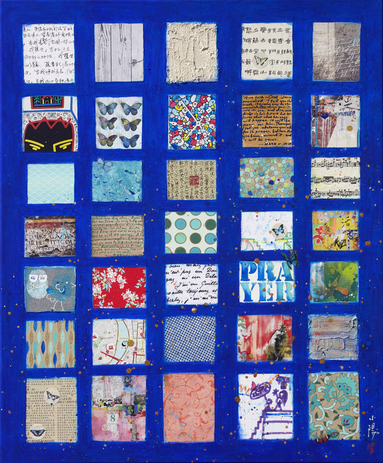 Blue prayer Xiaoyang Galas Original painting for sale