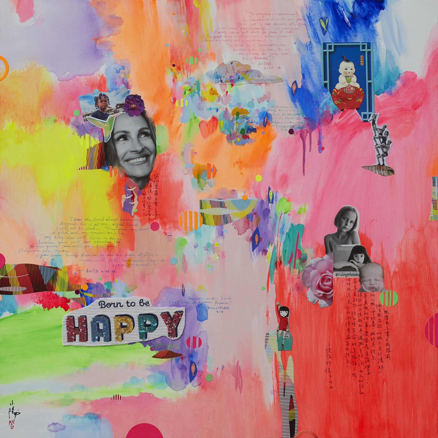 Born to be happy Xiaoyang Galas Original painting for sale