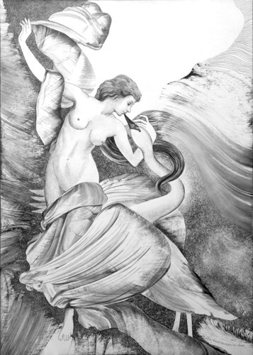 Leda and Swan by Lana Korolievskaia, Drawing for Sale on Select
