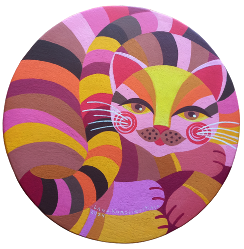 Pink Tabby by Lana Korolievskaia, Painting for Sale on Select