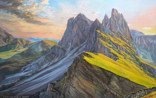 Morning over Seceda by Lana Korolievskaia, Painting for Sale on Select