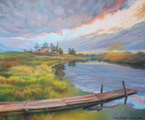 Evening on a Quiet River by Lana Korolievskaia, Painting for Sale on Select