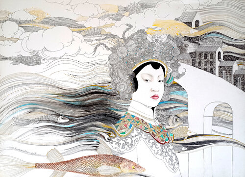 Keeper of Currents by Lana Korolievskaia, Drawing for Sale on Select