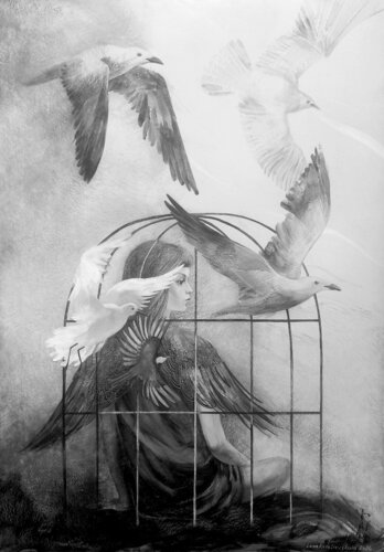 In the Cage by Lana Korolievskaia, Drawing for Sale on Select