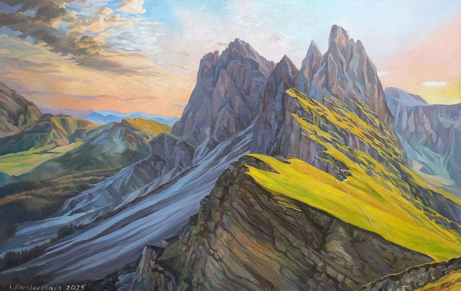 Morning over Seceda Lana Korolievskaia Original painting for sale