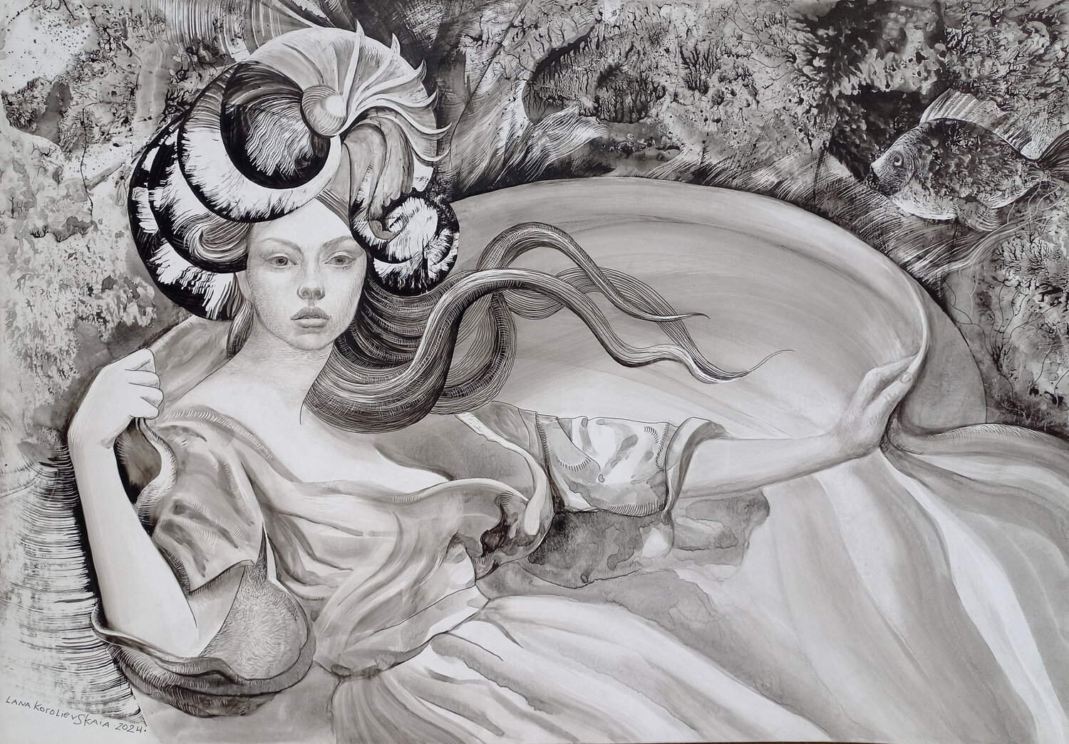 Melody of the ocean soul Lana Korolievskaia Drawing for sale