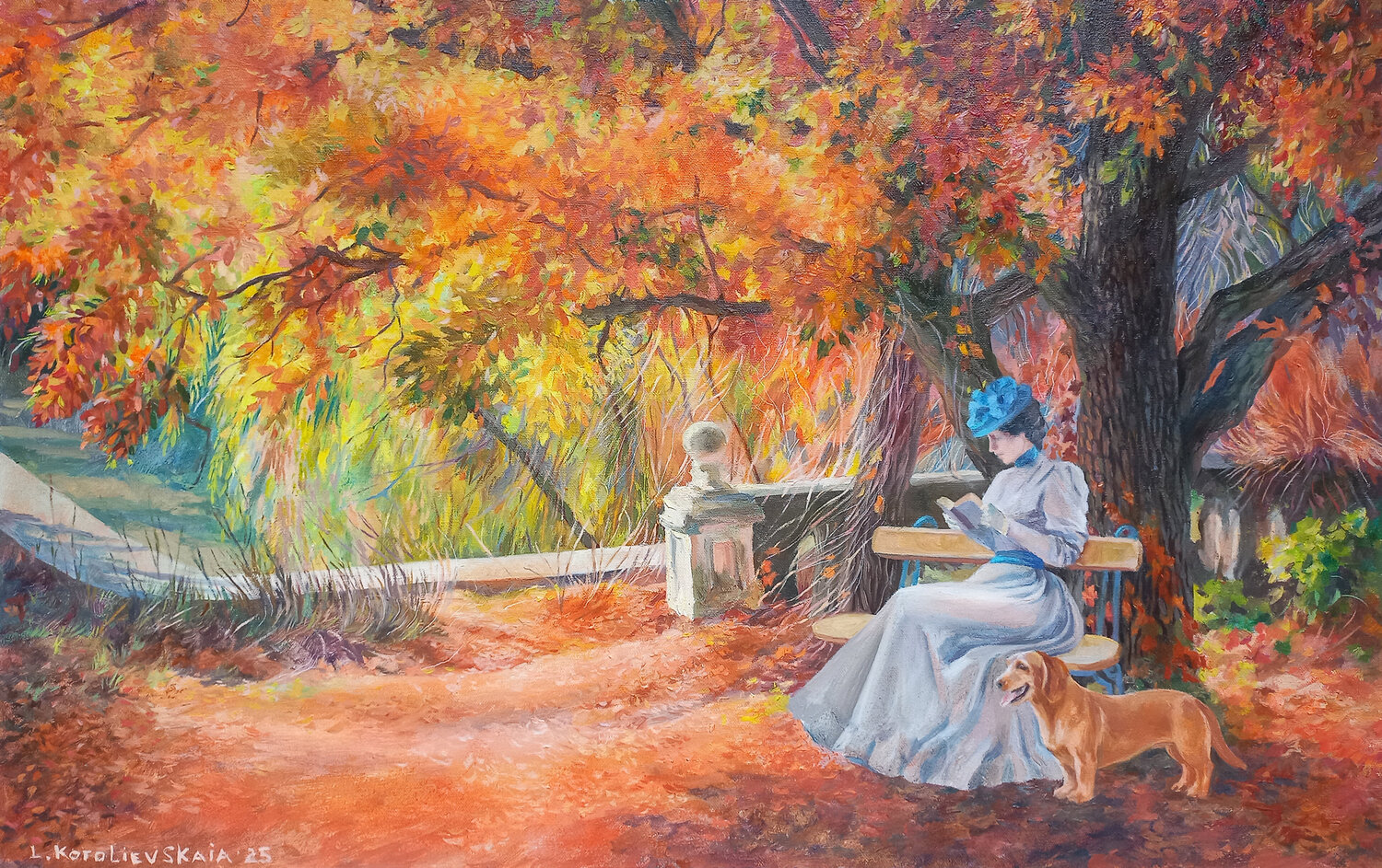 Solitude in the Old Garden Lana Korolievskaia Original painting for sale