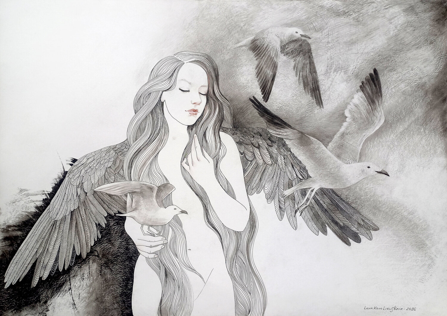 New Wings Lana Korolievskaia Drawing for sale