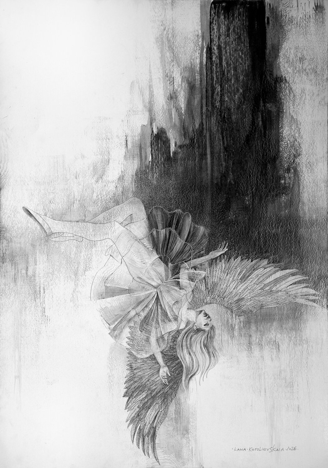 The Fall Lana Korolievskaia Drawing for sale