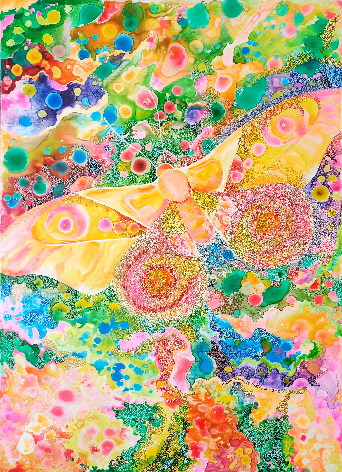 Flight in infinity between the immeasurably small and the unconsciously large Lana Korolievskaia Original painting for sale