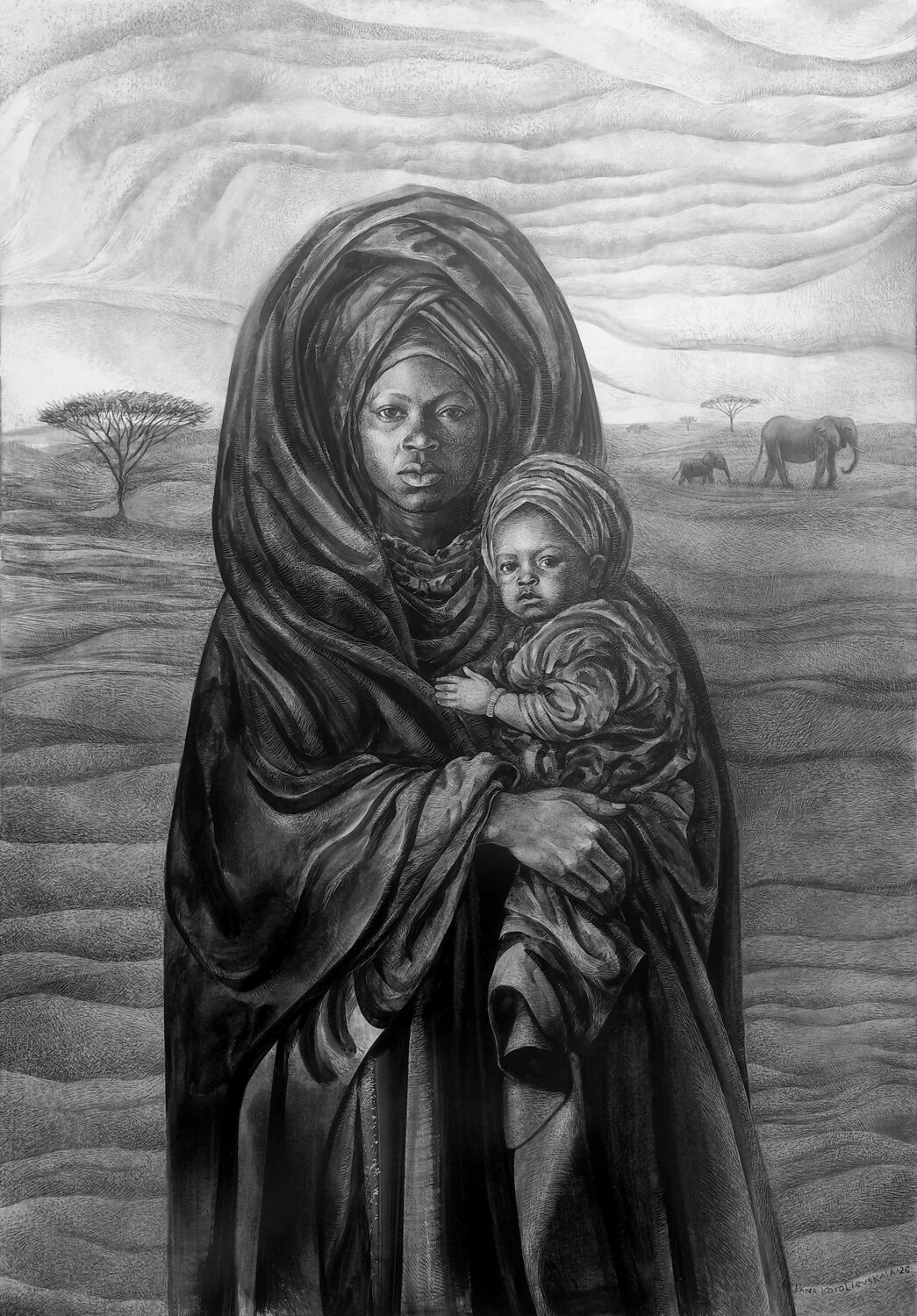 African Madonna Lana Korolievskaia Zeichnungen zu verkaufen