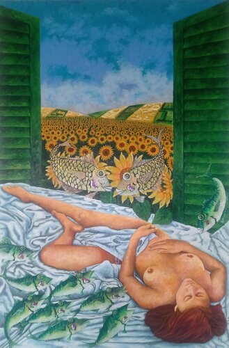 Susanna e gli Occhioni by Antonio Presti, Painting for Sale on Select
