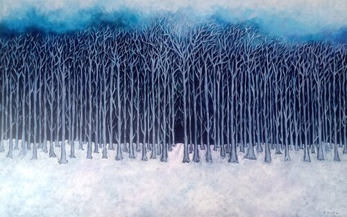 Blue gray forest by Antonio Presti, Painting for Sale on Select