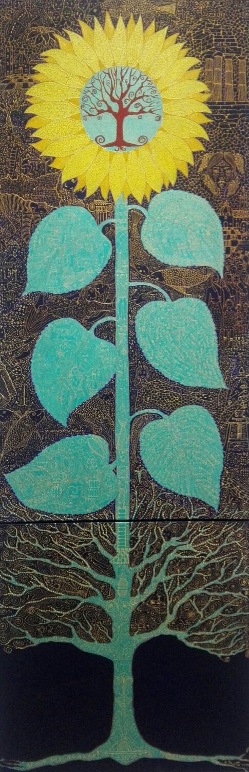 Totem (2011) dittico - acrilico su tela cm 50x150 Antonio Presti Original painting for sale