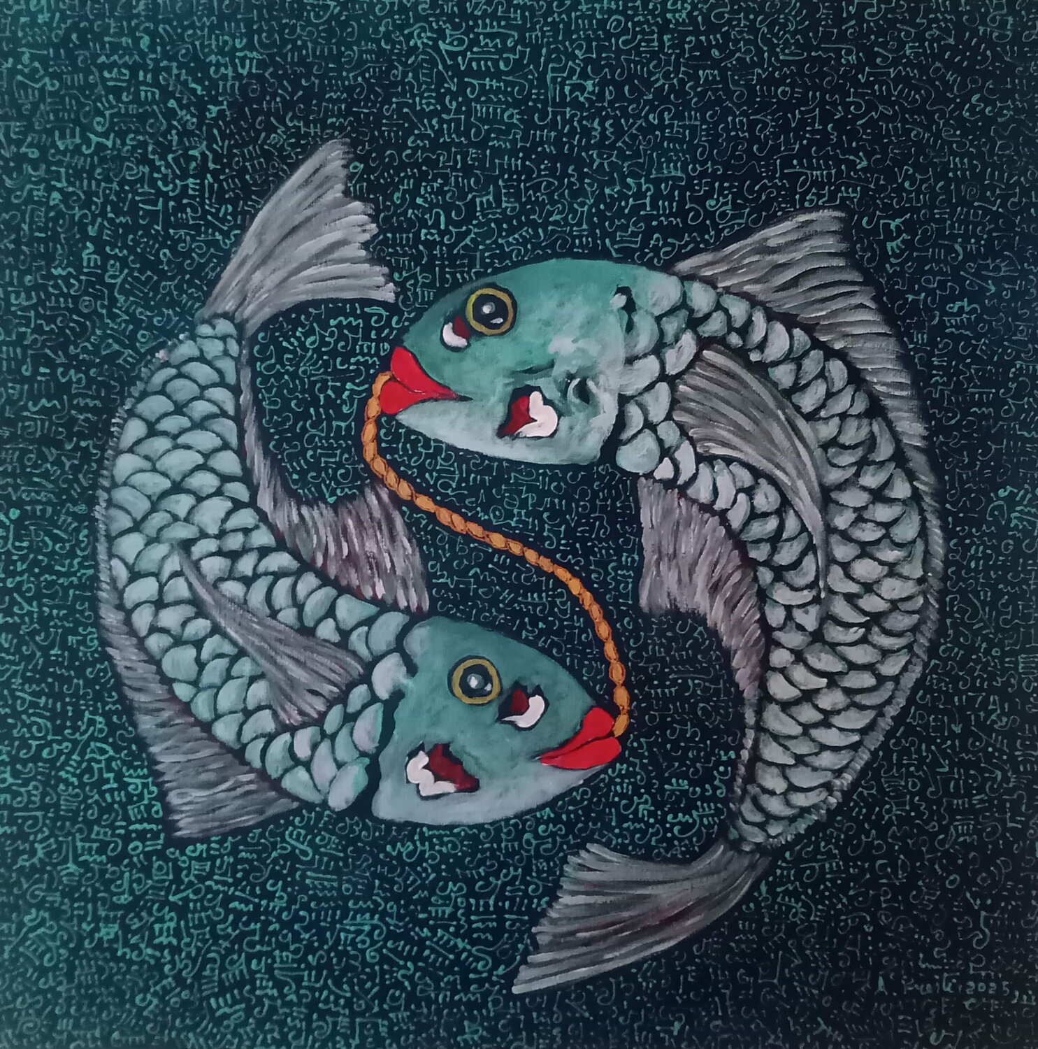 Il segno dei pesci Antonio Presti Original painting for sale
