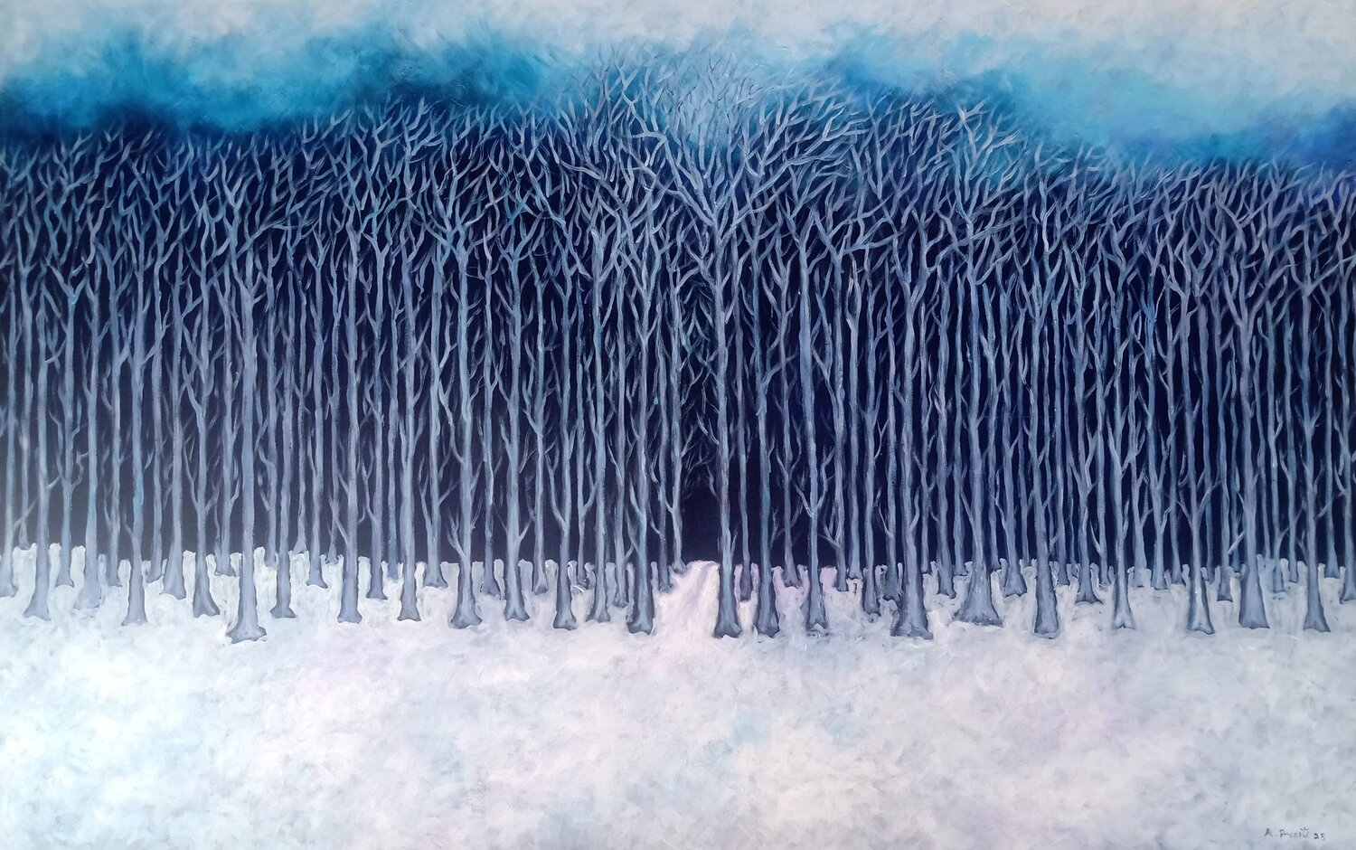 Blue gray forest Antonio Presti Original painting for sale