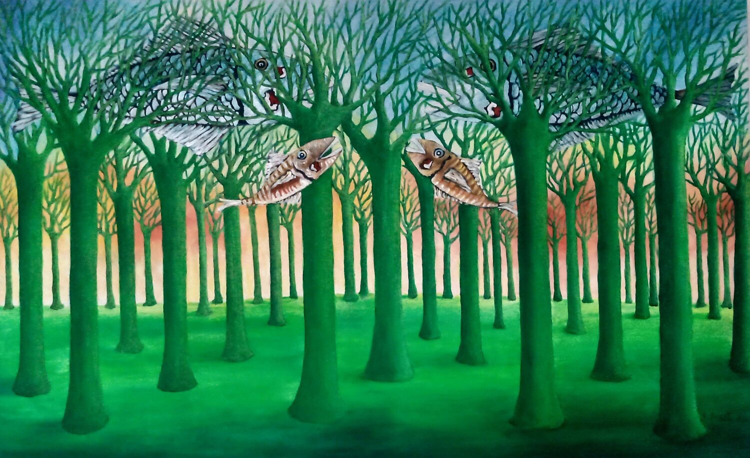 Green forest Antonio Presti Original painting for sale