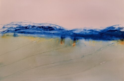 Beyond the mountains blue, lives a longing by Krister Björklund, Painting for Sale on Select