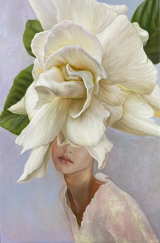 Portrait and gardenia von Elena Podmarkova, Malerei kaufen auf Select