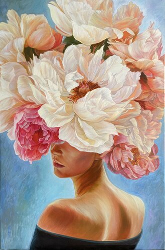 Portrait with flowers 3 von Elena Podmarkova, Malerei kaufen auf Select