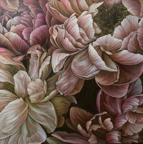 Coffee pink peonies von Elena Podmarkova, Malerei kaufen auf Select