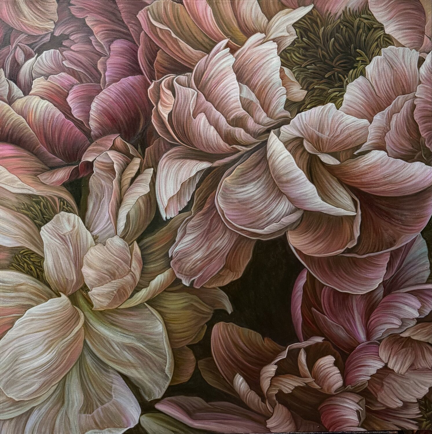 Coffee pink peonies Elena Podmarkova Originalgemälde zu verkaufen