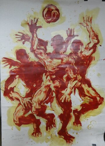 jugando en rojo by juan angel saiz manrique, Drawing for Sale on Select