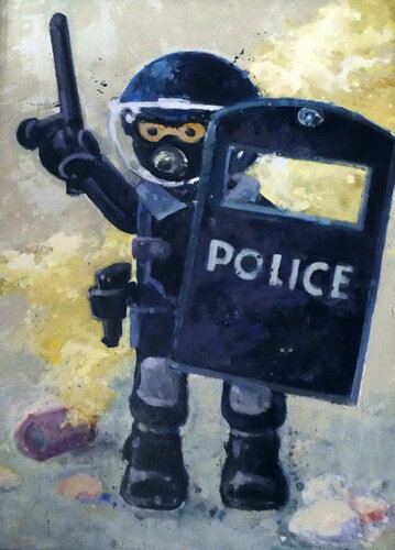 figura nº4 policía antidisturbios by juan angel saiz manrique, Painting for Sale on Select
