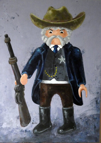 figura nº 6 sheriff by juan angel saiz manrique, Painting for Sale on Select