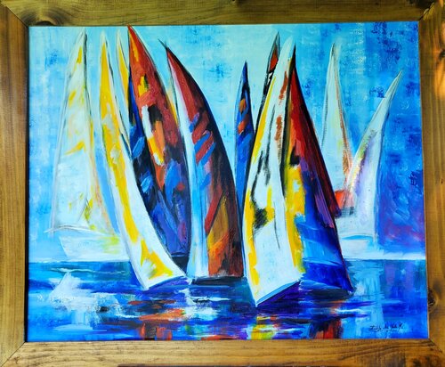 "VELAS EN ALTA MAR" by Estela Del Valle Mañez, Painting for Sale on Select