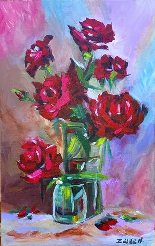 "ROSAS APASIONADAS" by Estela Del Valle Mañez, Painting for Sale on Select