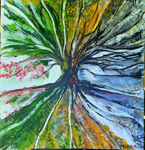 ÁRBOL 4 ESTACIONES by Estela Del Valle Mañez, Painting for Sale on Select