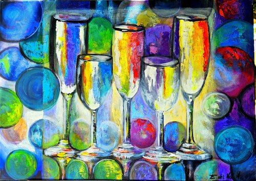 COPAS ILUMINADAS by Estela Del Valle Mañez, Painting for Sale on Select