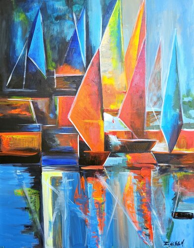 "VELAS en ALTAMAR" by Estela Del Valle Mañez, Painting for Sale on Select