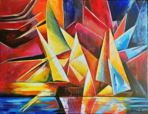 "VELAS INTENSAS en GEOMETRIA" by Estela Del Valle Mañez, Painting for Sale on Select