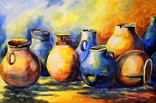 "JARRONES en ARMONIA" by Estela Del Valle Mañez, Painting for Sale on Select