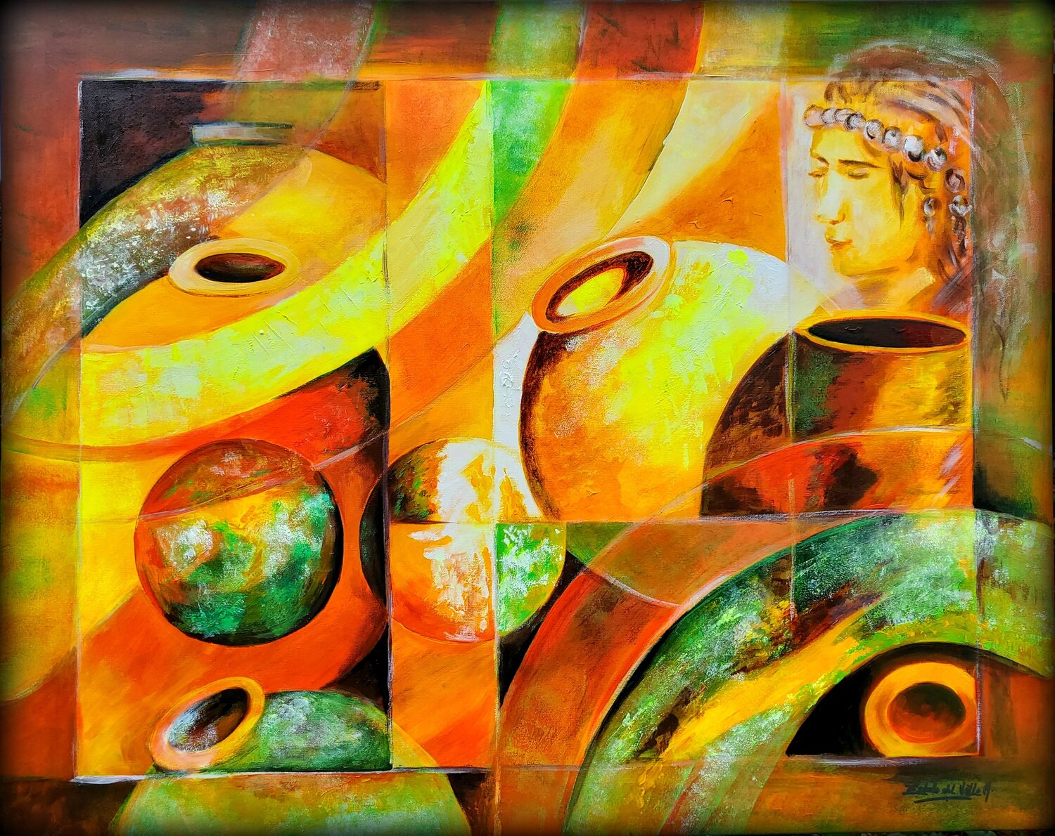 "JARRONES IMAGINARIOS CHILE II" Estela Del Valle Mañez Original painting for sale