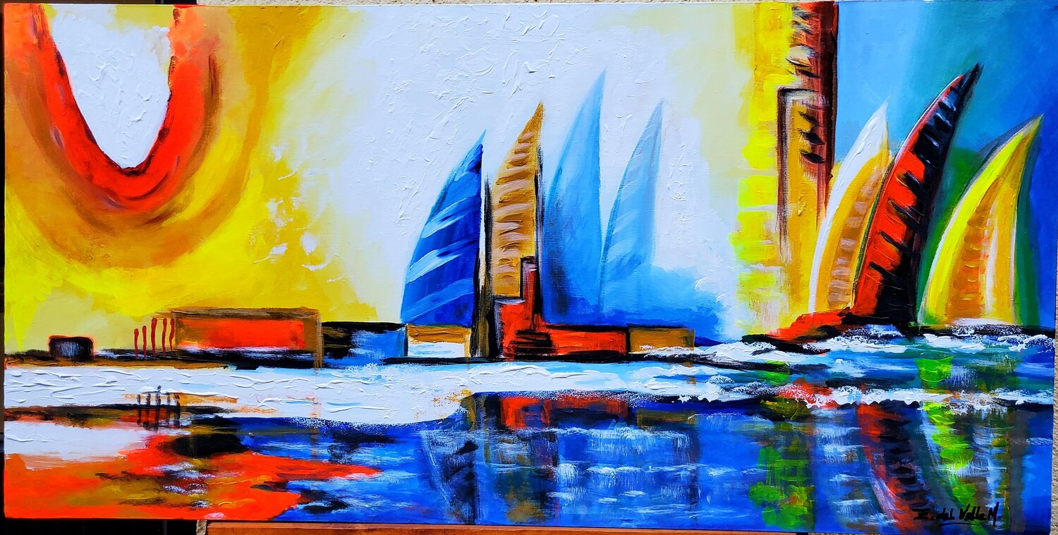 "VELAS EN ALTA MAR II" Estela Del Valle Mañez Original painting for sale