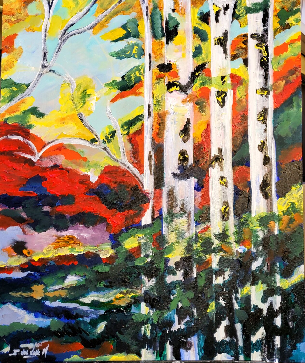"BOSQUE DE ABEDULES II" Estela Del Valle Mañez Original painting for sale