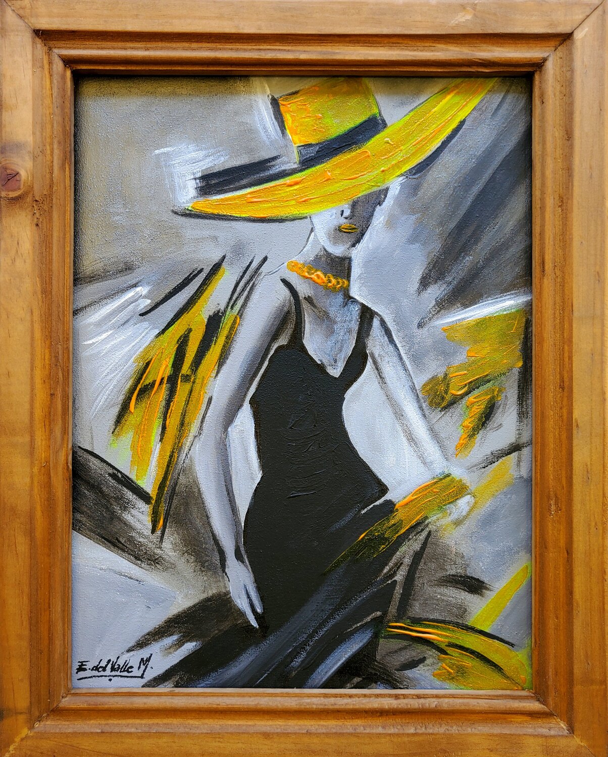 "MUJER en AMARILLO" Estela Del Valle Mañez Original painting for sale