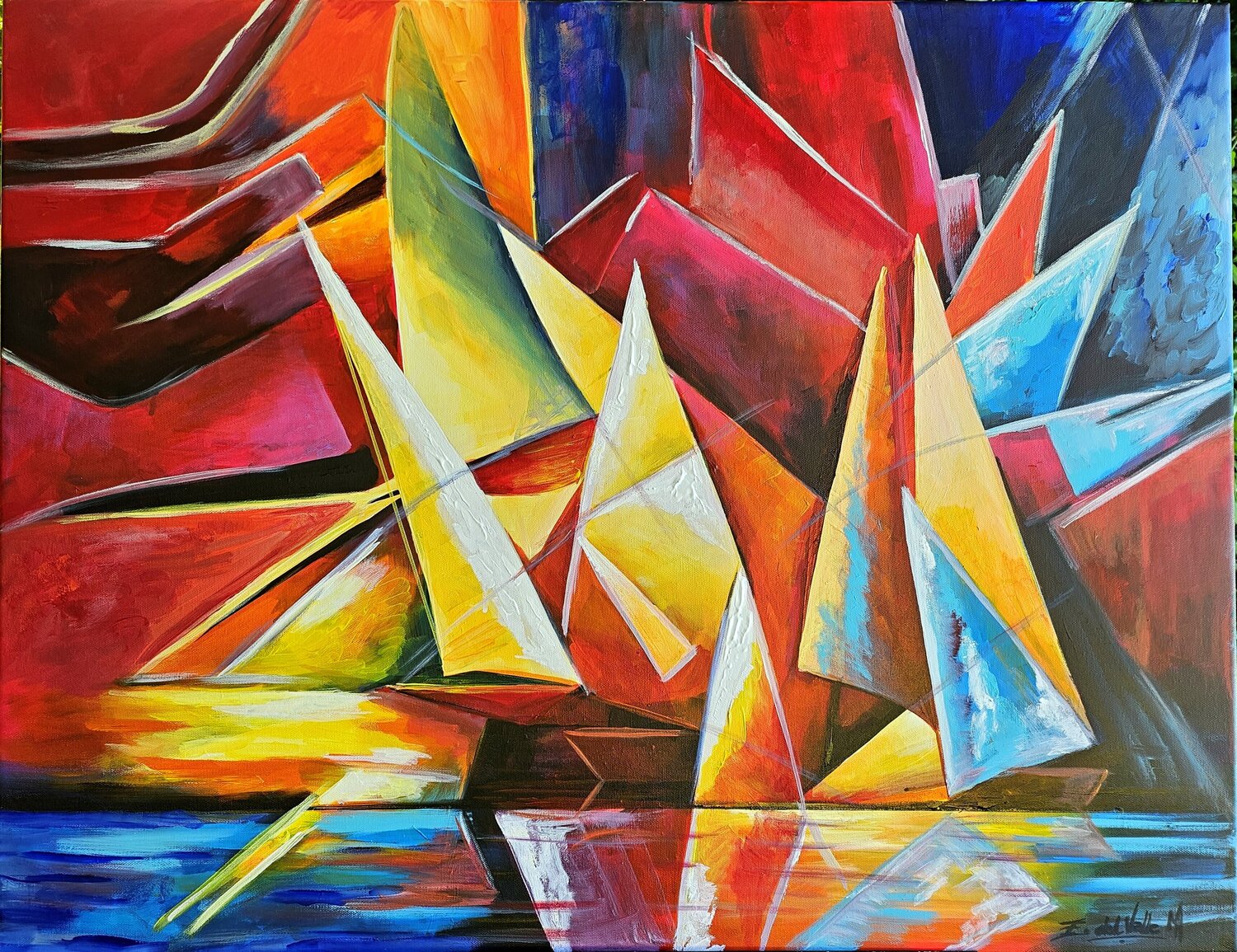 "VELAS INTENSAS en GEOMETRIA" Estela Del Valle Mañez Original painting for sale