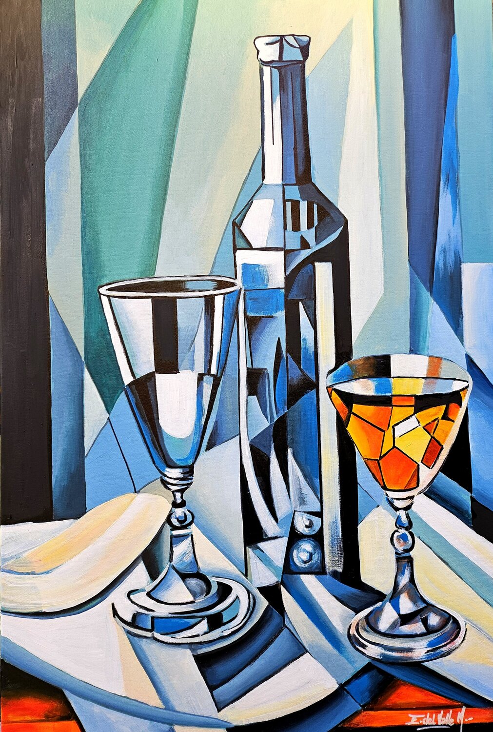 "BODEGON GEOMETRICO III" Estela Del Valle Mañez Original painting for sale
