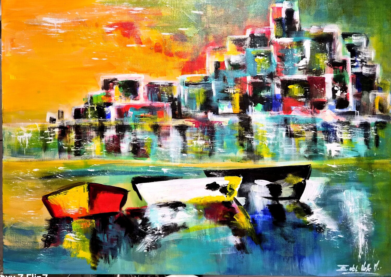 "BARCOS SOLITARIOS II" Estela Del Valle Mañez Original painting for sale