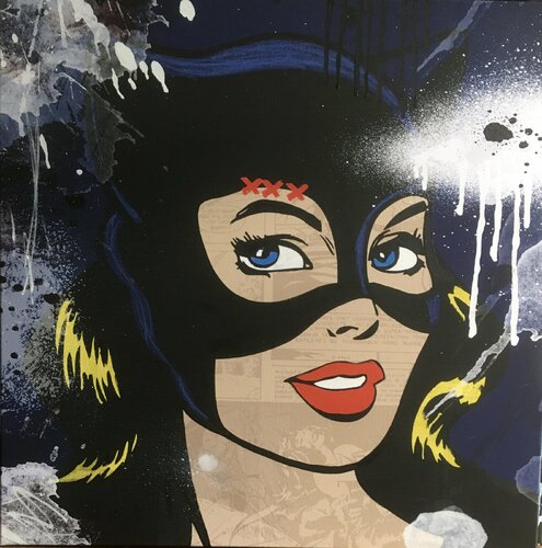 Portrait Black Cat by Misako Street Art, Painting for Sale on Select