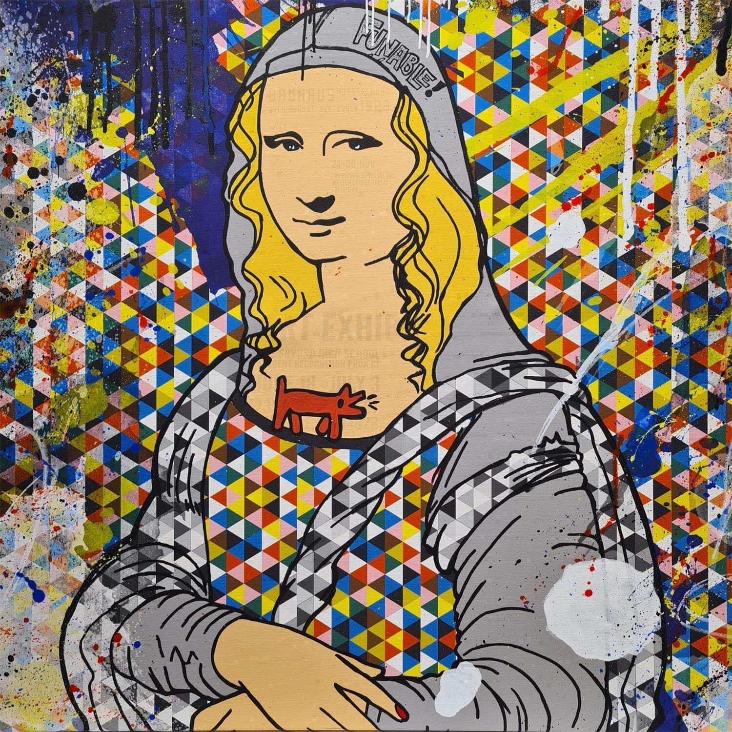 Mona Lisa Geometry Misako Street Art Original painting for sale