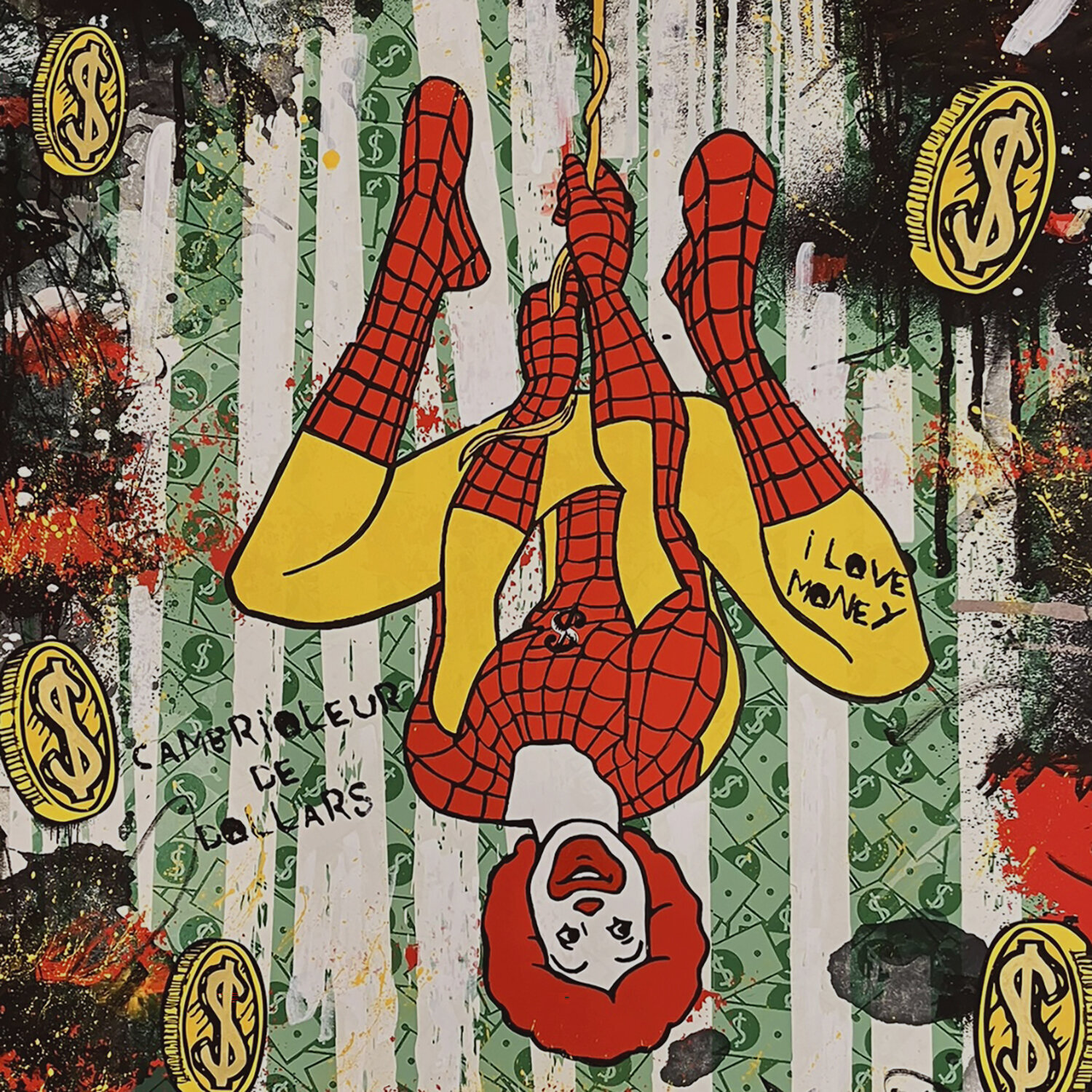 Cambrioleur de dollars Misako Street Art Original painting for sale