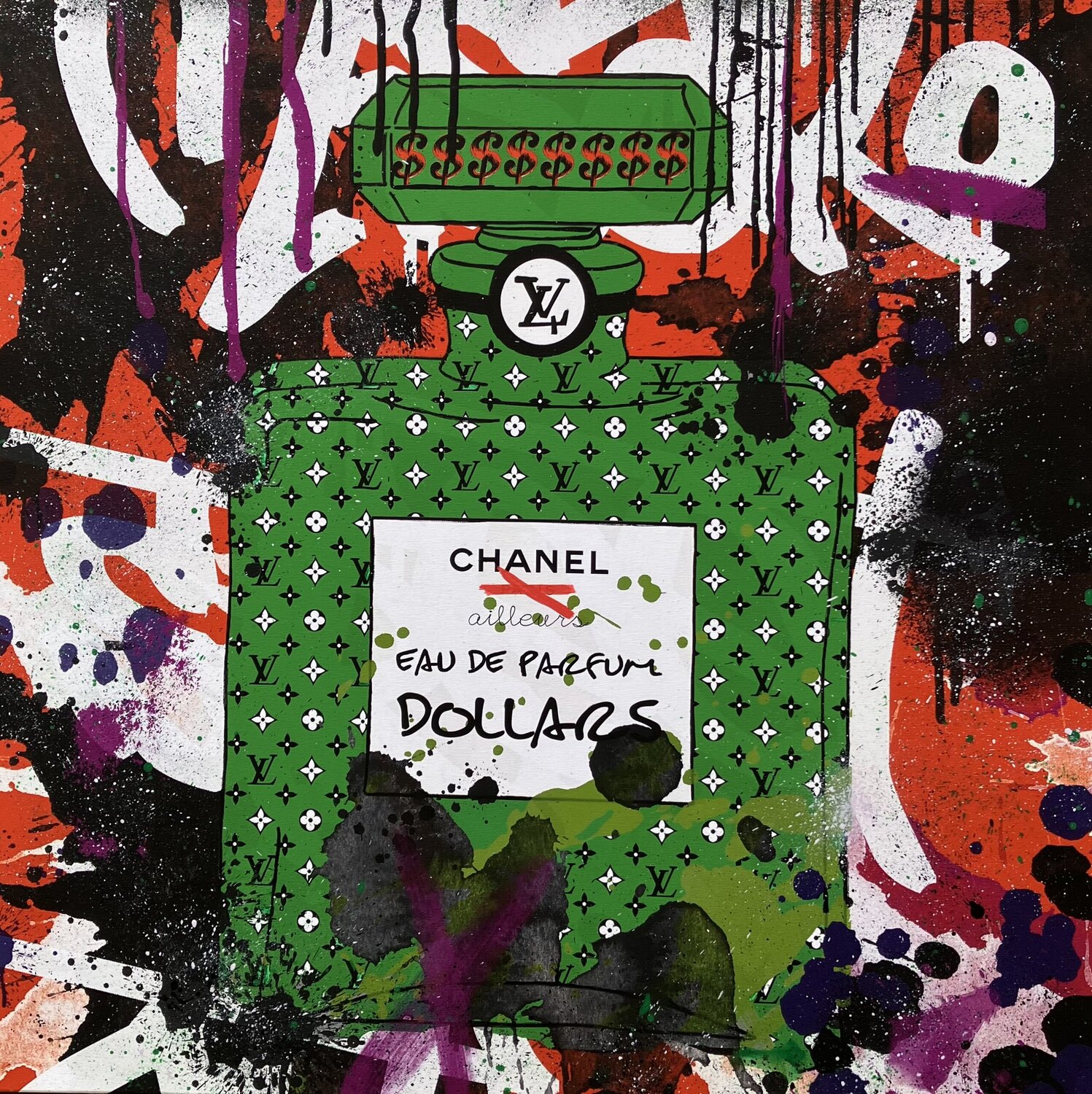 Dollars Perfume Misako Street Art Original painting for sale
