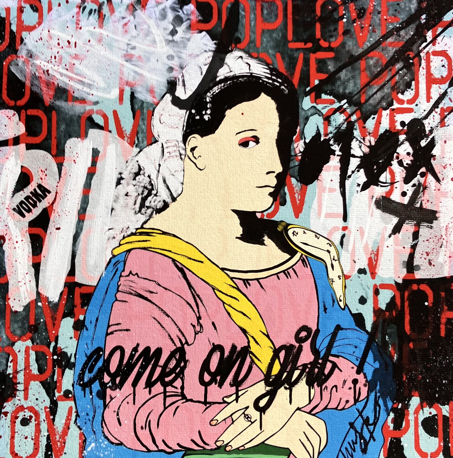 Come on girl Misako Street Art Original painting for sale